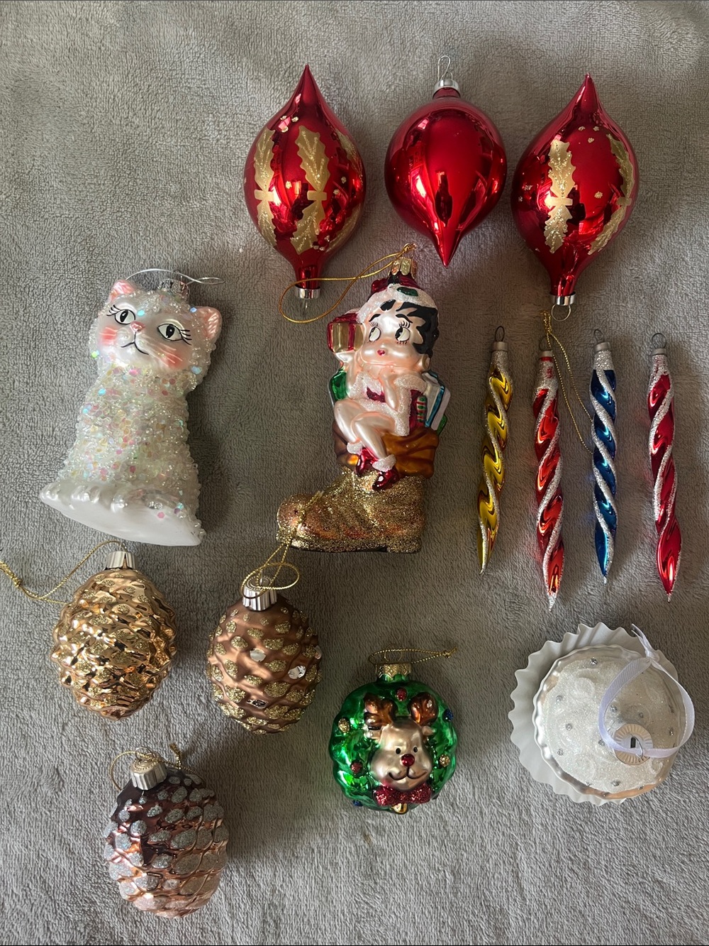 Assorted Christmas Glass Ornaments Lot of 14